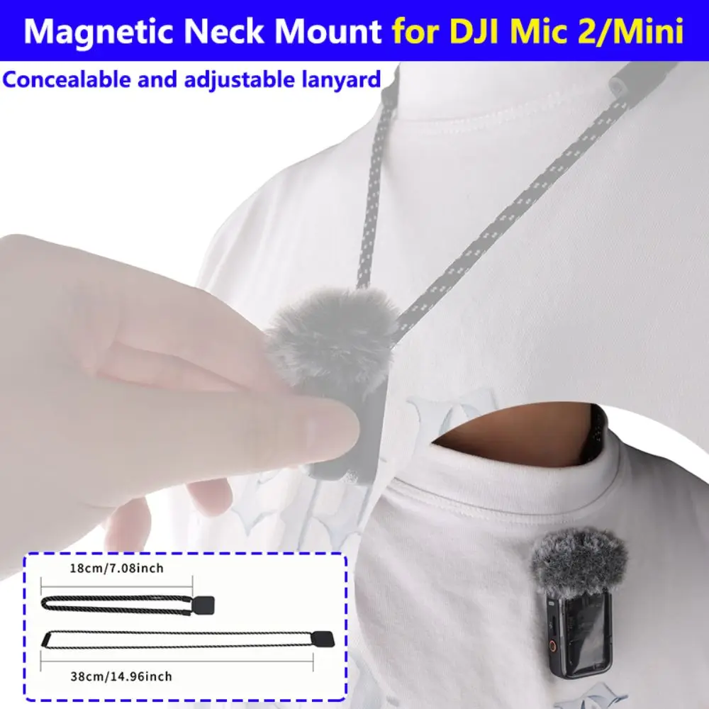 New Magnetic Microphone Lanyard Lightweight Hideable Microphone Holder Adjustable Neck Hanging Bracket for DJI Mic Mini 2/Mic 2