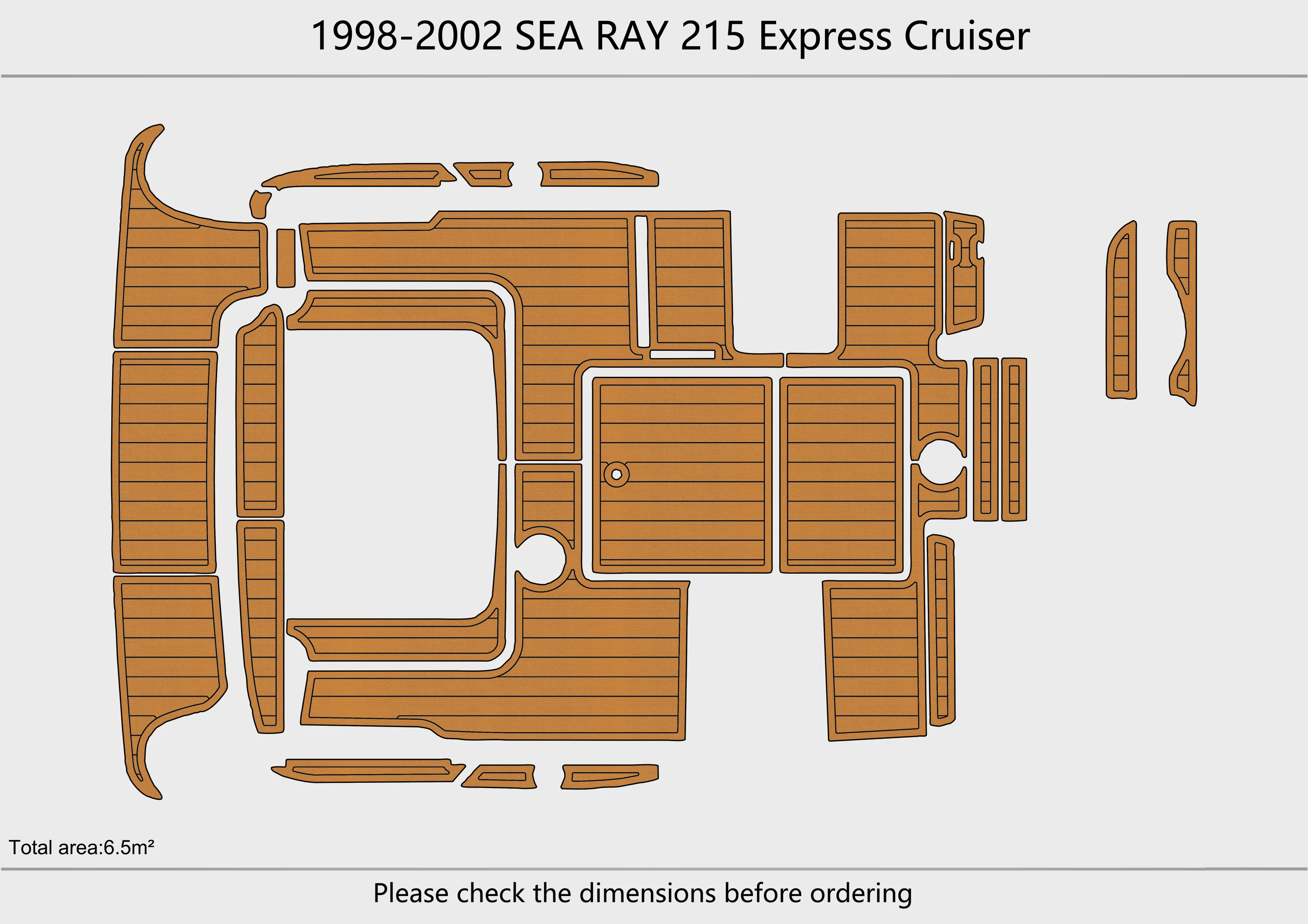 Eva foam Fuax teak seadek marine floor For 1998-2002 SEA RAY 215 Express Cruiser Cockpit Swim platform 1/4