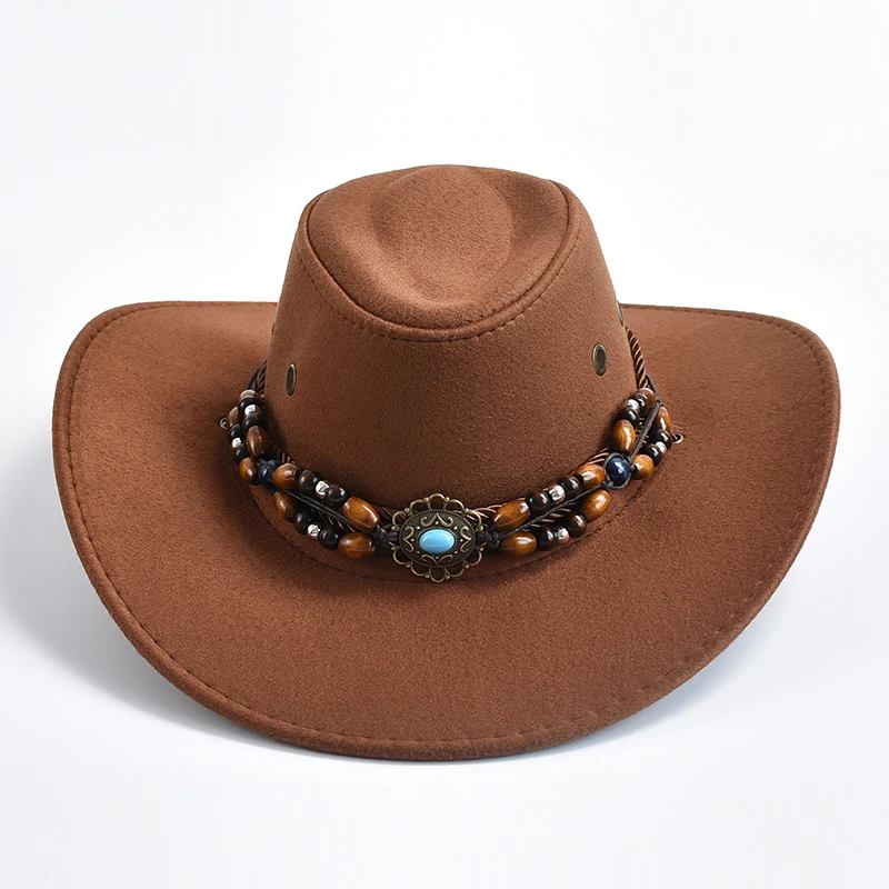 Vintage Big-edge Western Cowboy Hats for Men Women Artificial Suede Gentleman Cowgirl Jazz Hat Sombrero Hombre Cap