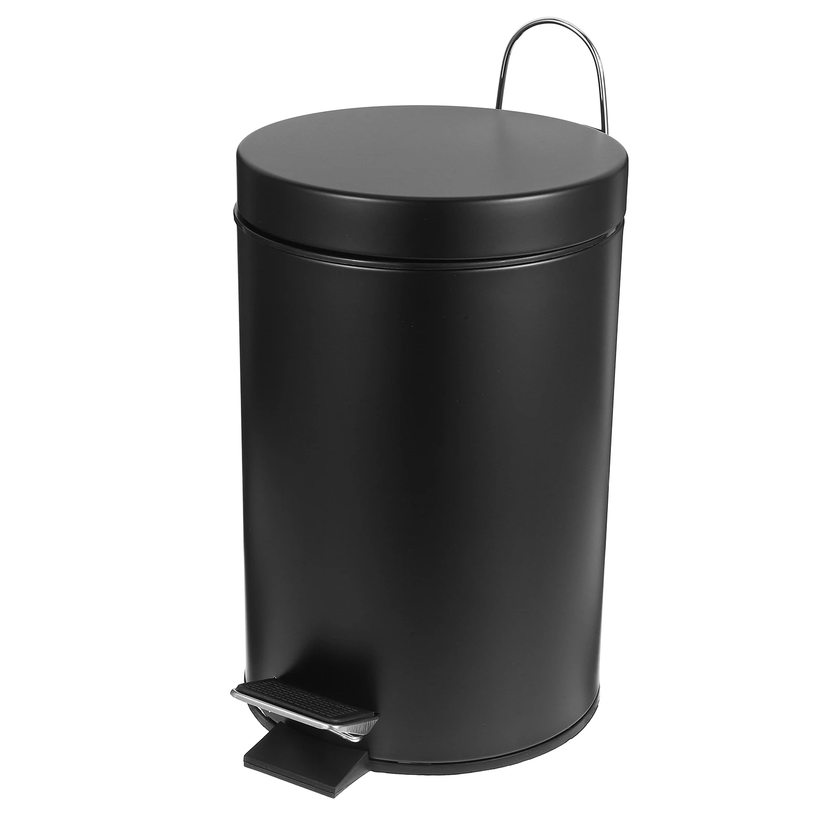 

Trash Bin Pedal Can with Lid Kitchen Waste Container Metal Black Liftable Household Rubbish