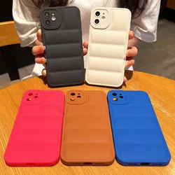 Down Coat Style Case For iPhone 15 14 13 12 11 Pro Max XR XS 7 8 SE Plus Soft TPU Cover Skin