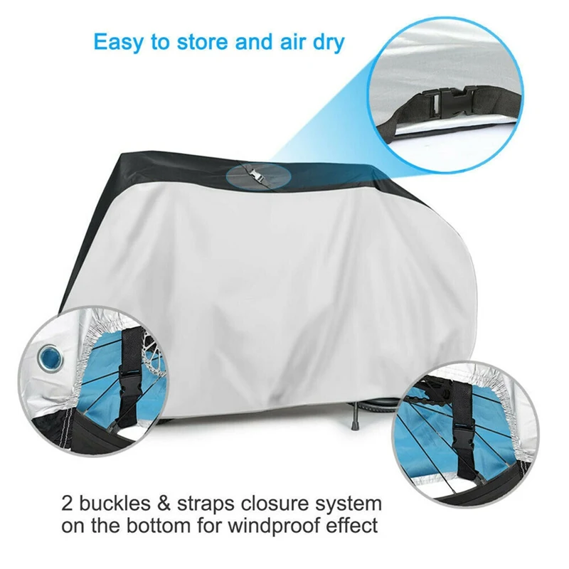 Bike Cover 210T Outdoor Storage Waterproof Snow and Rain Cover UV Protector Dust Protector Bicycle Cover with Membrane