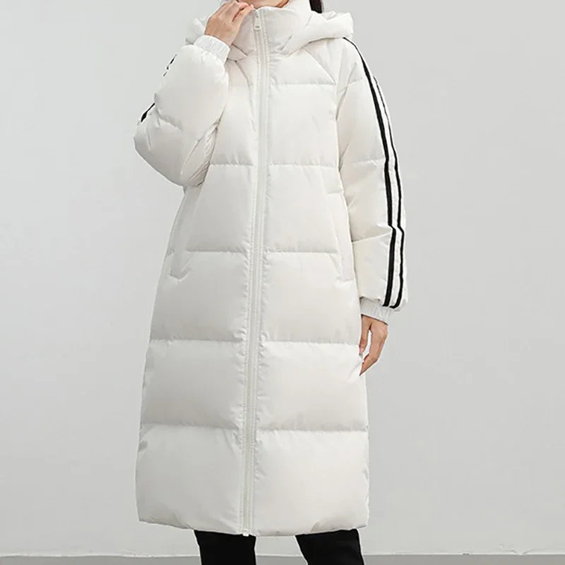 Women Zipper Thicken Long Coat Turtleneck Hooded Down Coat Oversize Loose Office Coat Women Casual Parkas 2024 Autumn Winter