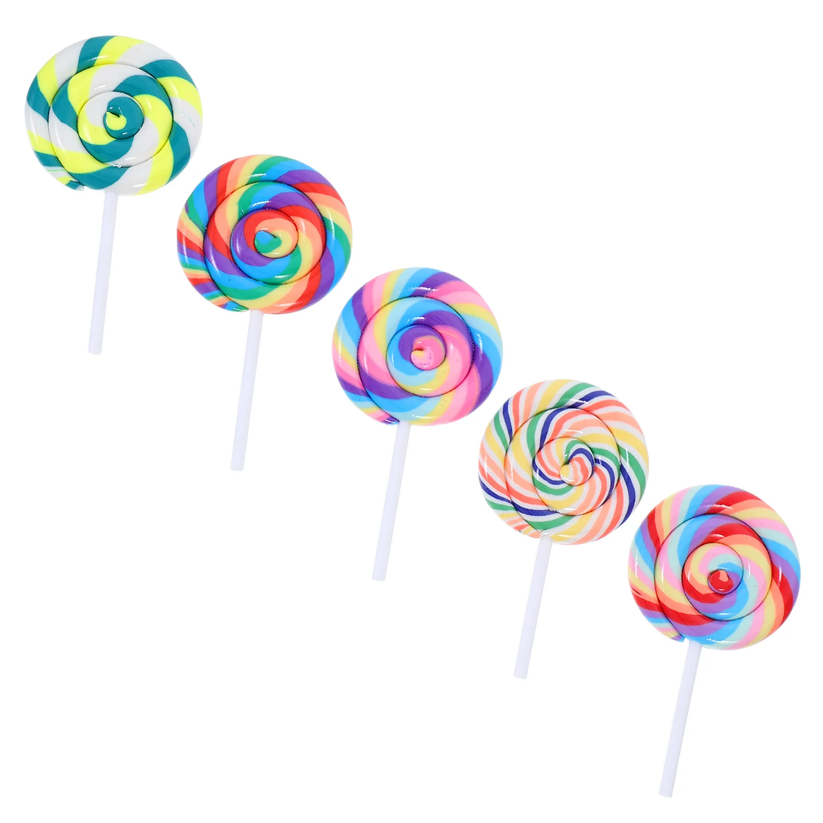 

5Pcs Realistic Polymer Clay Lollipop Decorations Photo Props Birthday Party Carnival Favors Big Lollipop Prop Charms Lollipops