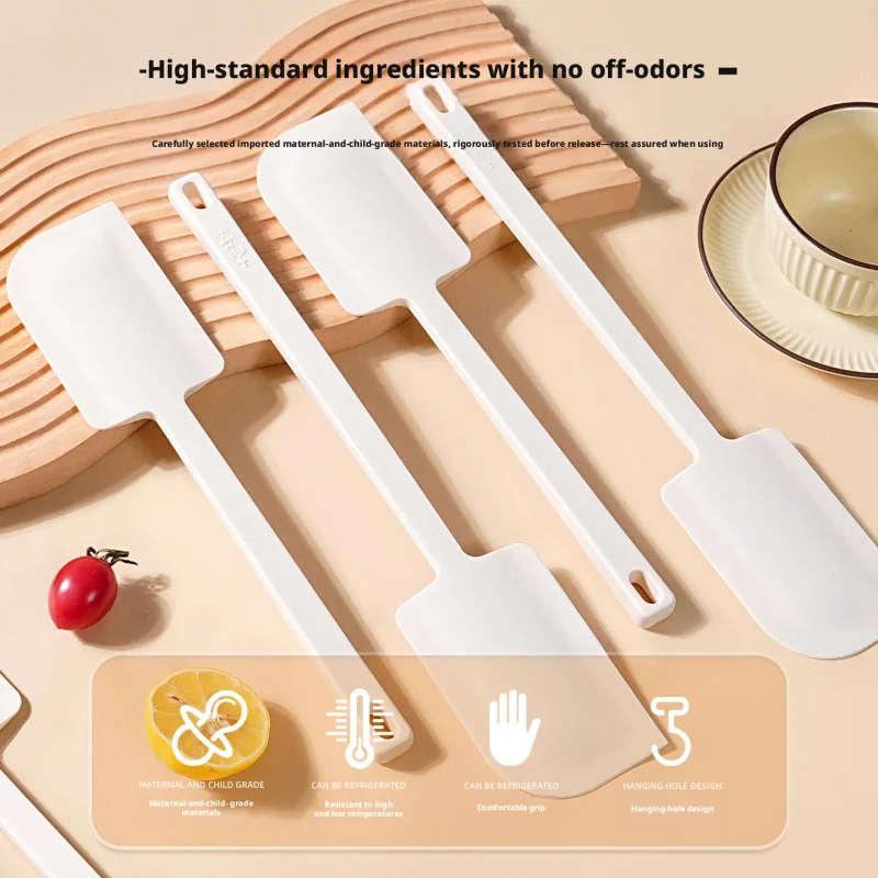 Food Grade Silicone Spatula, Heat Resistant Integrated Scraper, Cake Cream Smoother Mixing Shovel for Home Baking