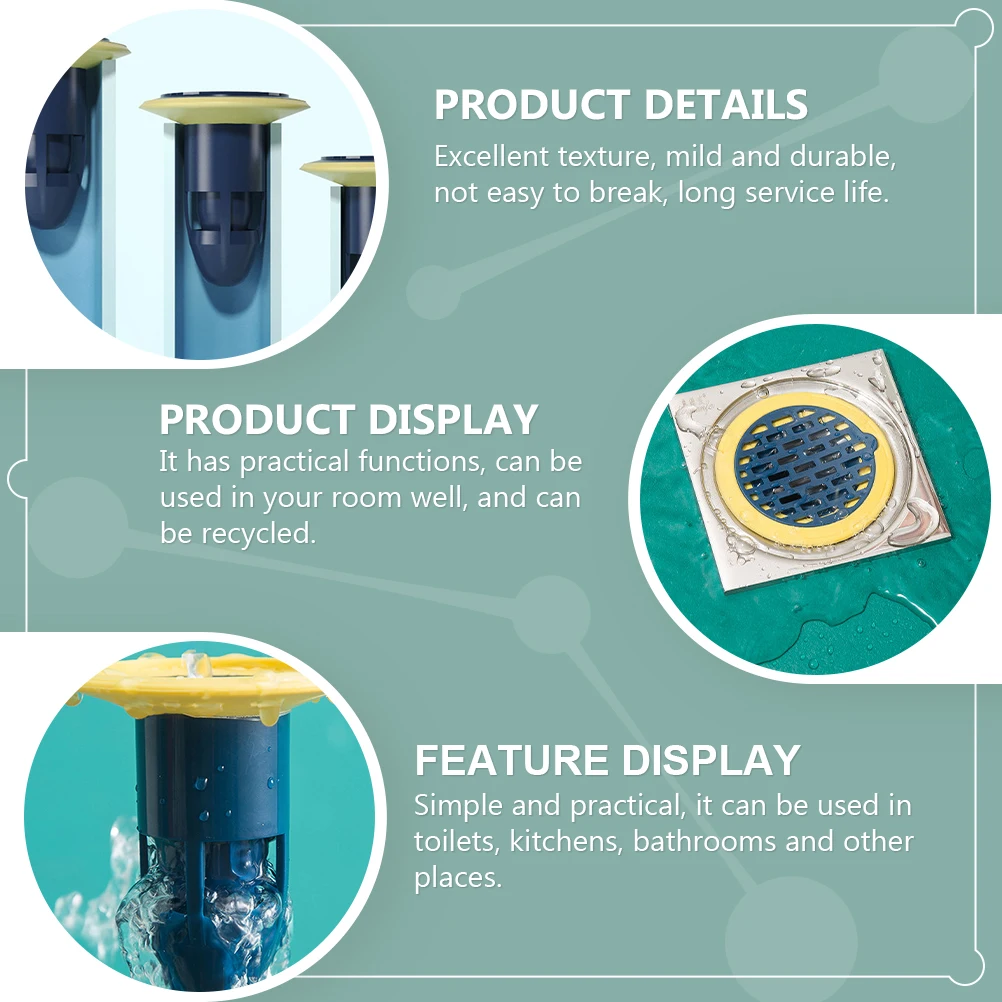 

2pcs Odor proof Leak Core Floor Drain Cover Durable Water Pipe Drainage ABS TPR Practical Bathrooms Kitchen Use