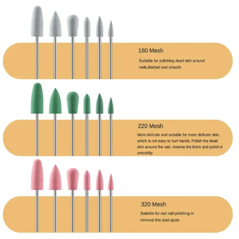 6 szt. Gumowe zestawy do mielenia wiertło do paznokci silikonowych pilniki przyrząd do usuwania naskórka żelowe truskawki elektryczne narzędzia do zadziorów