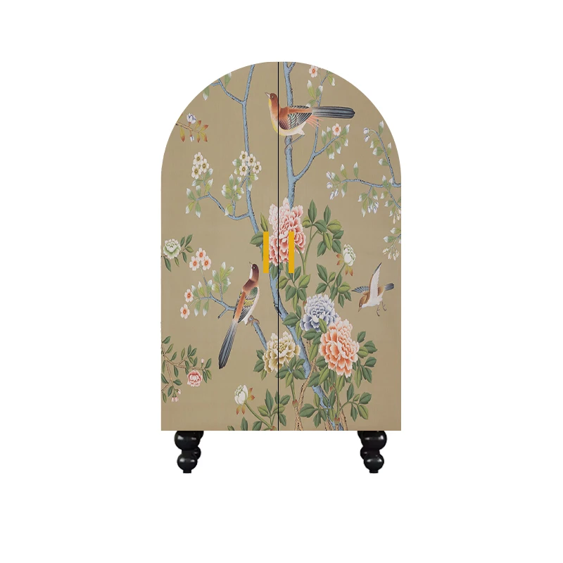 

New Chinese-style bedroom solid wood wardrobe, household living room decorative cabinet, small apartment clothes storage cabinet