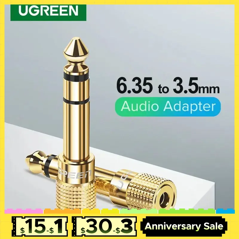 Ugreen Jack 3.5 Speaker Connector 6.35mm Male to 3.5mm Female Audio Connector 3.5 Jack Aux Cable for Speaker Guitar Jack 6.35