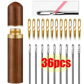 ステンレス鋼のビーズの針,日曜大工のジュエリー,ソーイングアパレル,大型穴,12個,36個