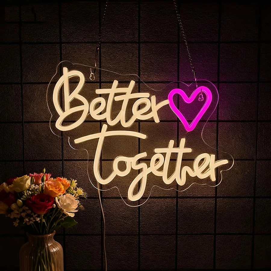 أفضل معًا علامة النيون لديكور الحائط ، الزفاف Led ضوء النيون USB رسائل النيون علامات النيون لحفل الزفاف ، حفلة خطوبة ، عيد ميلاد #6