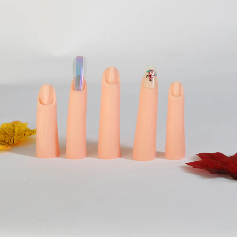 5Pcs Manicure Practice Fingers Silicone False Nail Art Training Artificial Fingers for Nail Art Supply Simulation