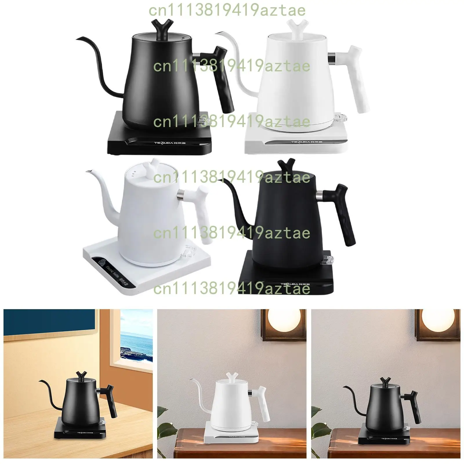 Stainless Steel Gooseneck Electric Kettle Fast Heating Pour Over Coffee Tea Pot Home Office Kitchen Gift