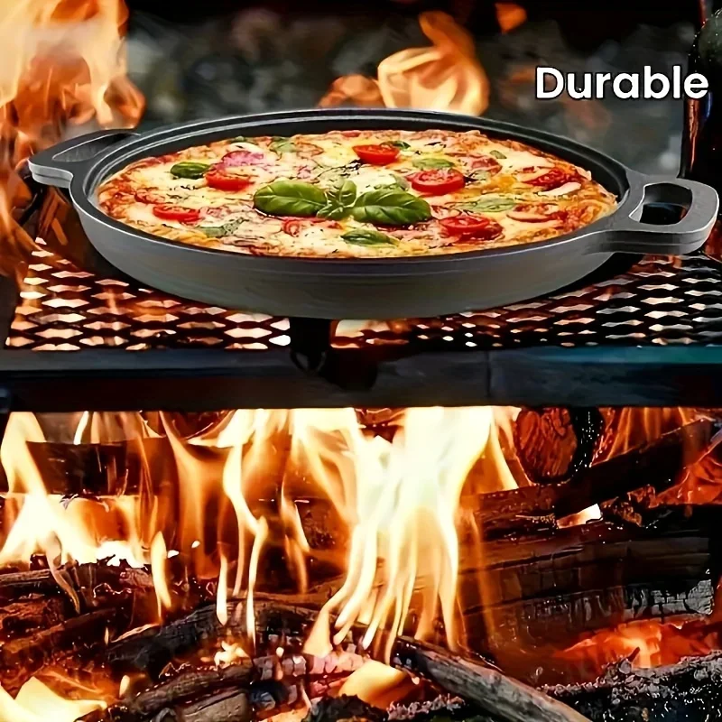 Multifunctional Round Cast Iron Frying Pan Non-Stick Skillet Griddle Kitchen Cookware For Indoor Stove Outdoor Camping Cooking