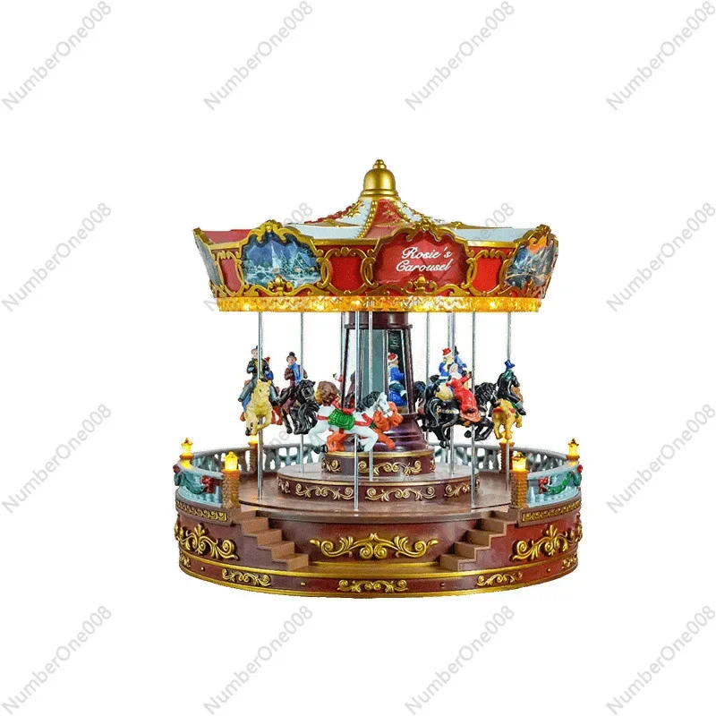 For Christmas Gifts Carousel Glowing Music Box Music Box Resin Boys Girls Kids