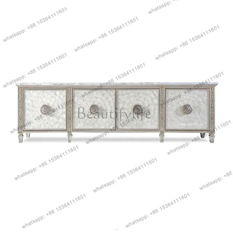 

Neoclassical Home Furnishing American Light Luxury TV Cabinet Champagne Shell Home Modern TV Locker