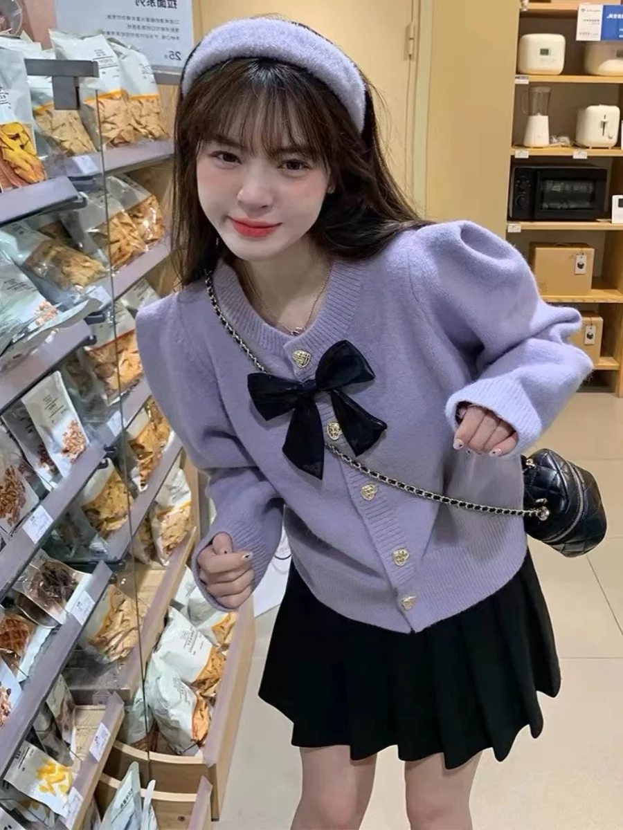 

Sweet Knot Knitted Open Cardigan ort Sle Women's Faion Autumn Winter New Arrival Small Fraance Sle Sweate...