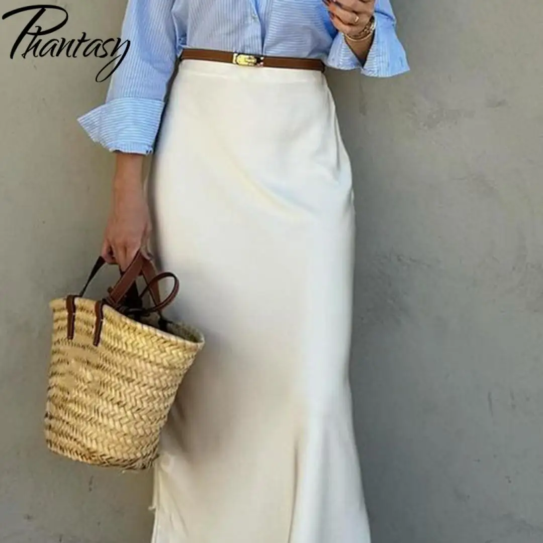 판타지 우아한 화이트 펜슬 스커트 롱 스커트 하프 스커트 트렌드 여성 새틴 드레스 패션 아름다운 여성 드레스 파티 나이트 ﻿