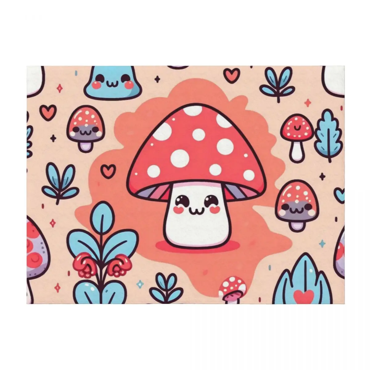 

Cute Toadstool Wallpaperr Pattern Throw Blanket Furrys Hairys Soft Plaid Baby Blankets