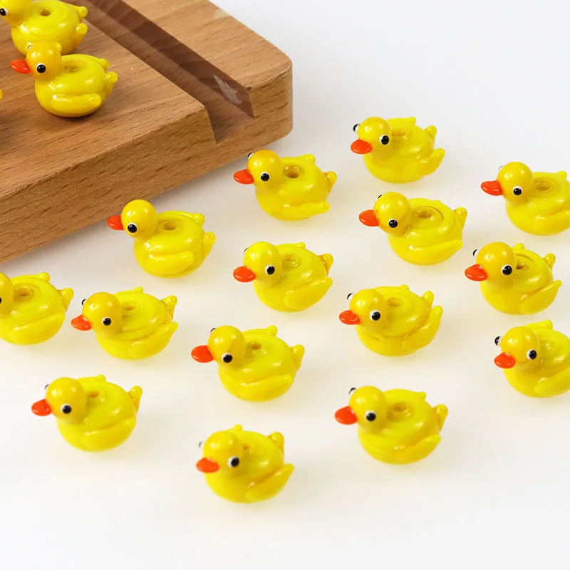 5pcs Little Yellow Duck Glass Beads Loose Beads Cute Earrings Pendant Mobile Phone Chain Handicrafts DIY Material