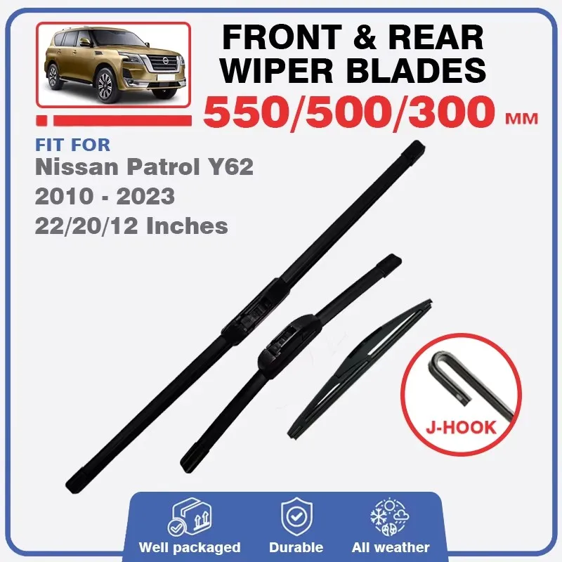 

For Nissan Patrol 6th GEN Y62 2010 - 2023 Front Rear Wiper Blades Windshield Windscreen Brushes Platinum Accessories V8 Spark