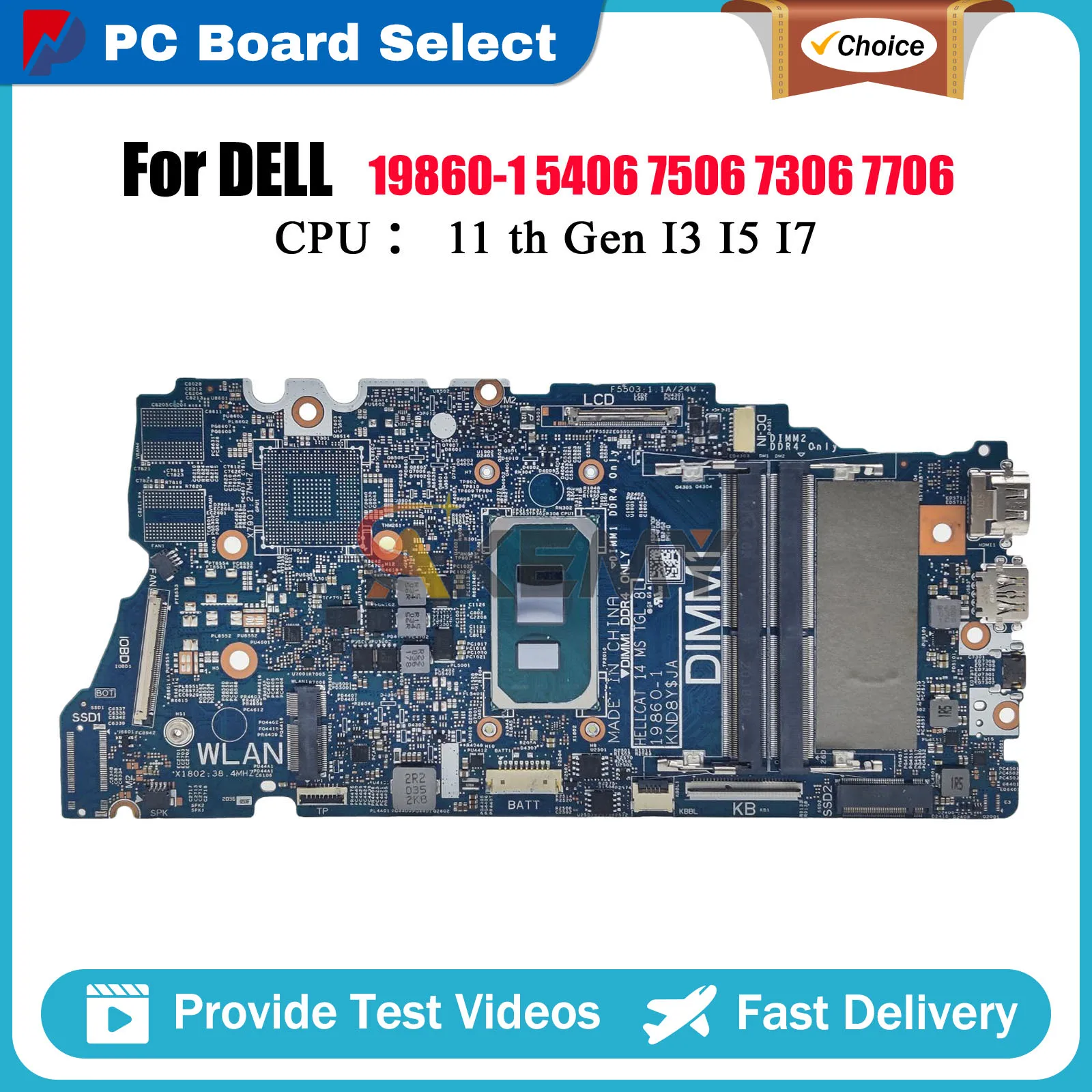 

Laptop Motherboard For Dell Inspiron 14 7506 7306 5406 7706 2-in-1 19860-1 with i5 i7 CPU CN-0FW6F0 0VMRNH Tested OK