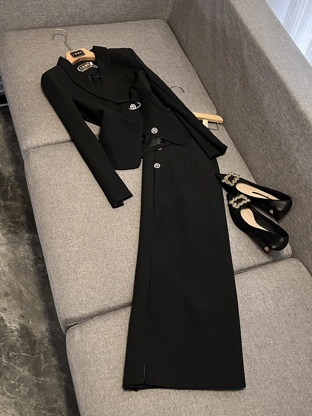 

Ele Bla Formal Busin Women's Suit Set High-End Feelings Profional Wardrobe Long Sve Office Wear X42