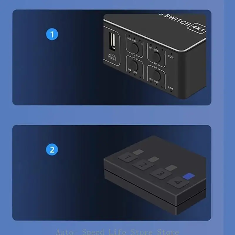 

02DA KVM Switcher 4x1 4K 60 Гц селектор USB USB 4 в 1 с USB Hub Desktop