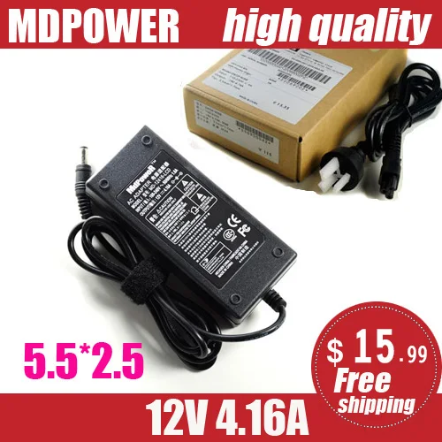 Mdpower para universal lcd monitor lcd tvs adaptador de alimentação 12v 4.16a 50w carregador cabo