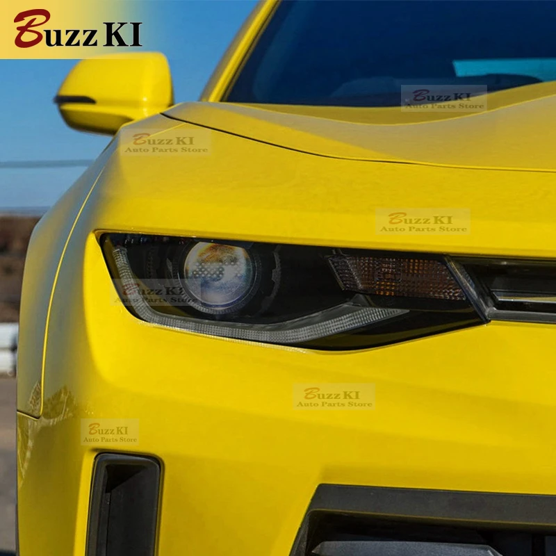 

For Chevrolet Camaro 2016-2019 SS Accessories 2 Pcs Car Headlight Protective Film Protection Transparent Black TPU Car Sticker