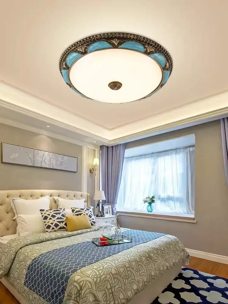 European style retro ceiling light, bedroom light resembling ancient corridor balcony LED circular hotel luxury light