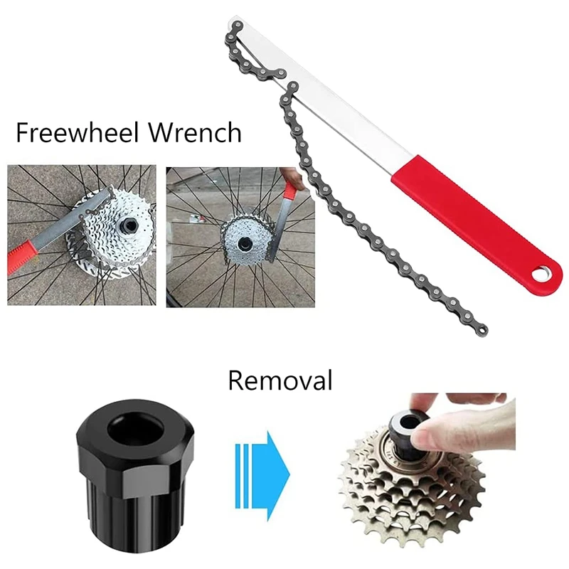 Bicycle Crank Extractor Bottom Bracket Repair Tools Kit Crank Puller,Freewheel Chain Whip Bicycle Cassette Removal Tool