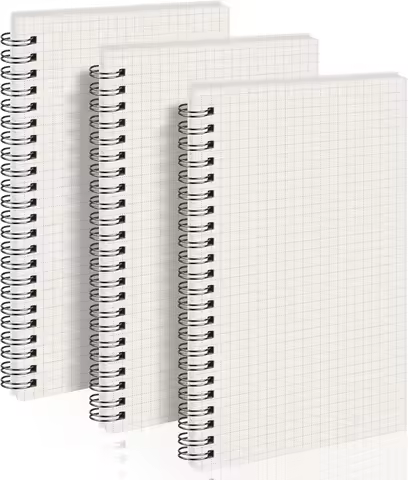 A5 Graph Paper Notebook Spiral 3-Pack, Quad Ruled with Thick 100gsm Square Grid Paper, 80 Sheets Each