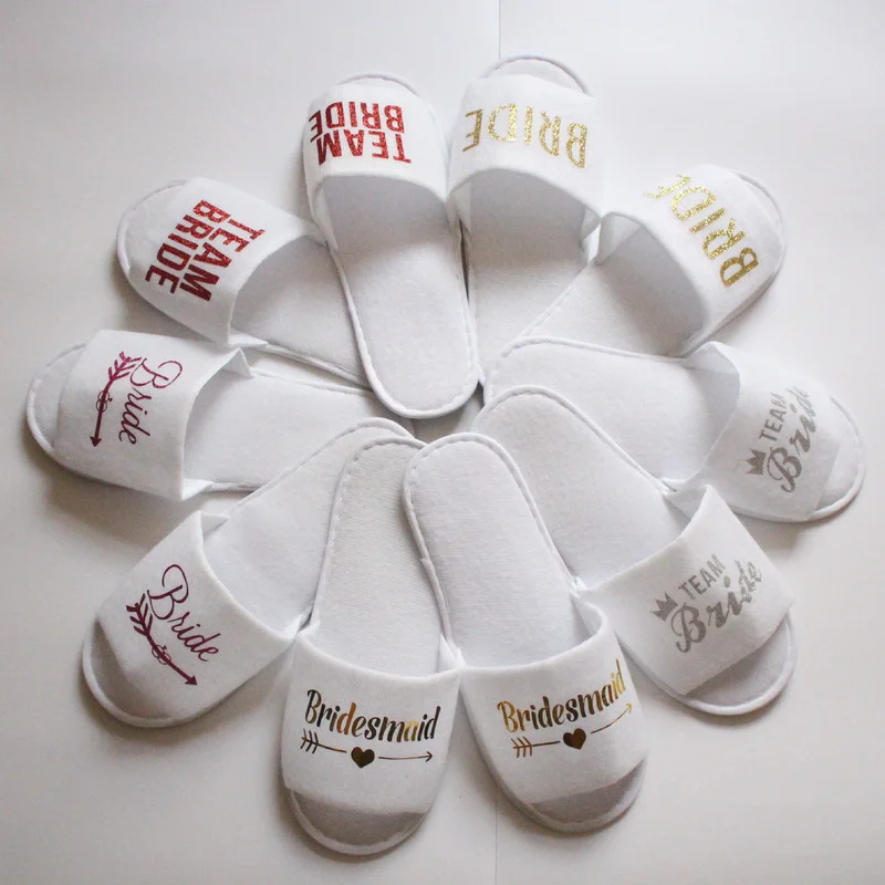 Team Bride To Be Slippers Wedding Decoration Mariage Bridesmaid Gift Hen Party Soft Slippers Ladies Bachelorette Party Supplies