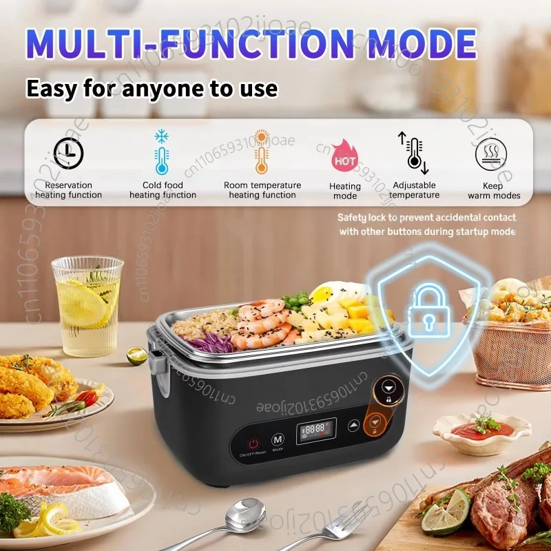 Portable electric lunch box rechargeable food heater with removable baffle, leak proof design, suitable for home, office,