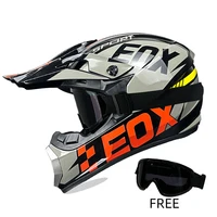 Casco todoterreno profesional con certificación DOT: casco de motocross para motocicleta con gafas, forro extraíble y ligero de carga rápida