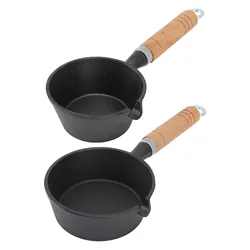 11cm/13cmx5cm Mini Egg Frying Pan Cast Iron Solid Wood Handle Mini Pre Seasoned Skillet Pan for Indoor Outdoor Cooking