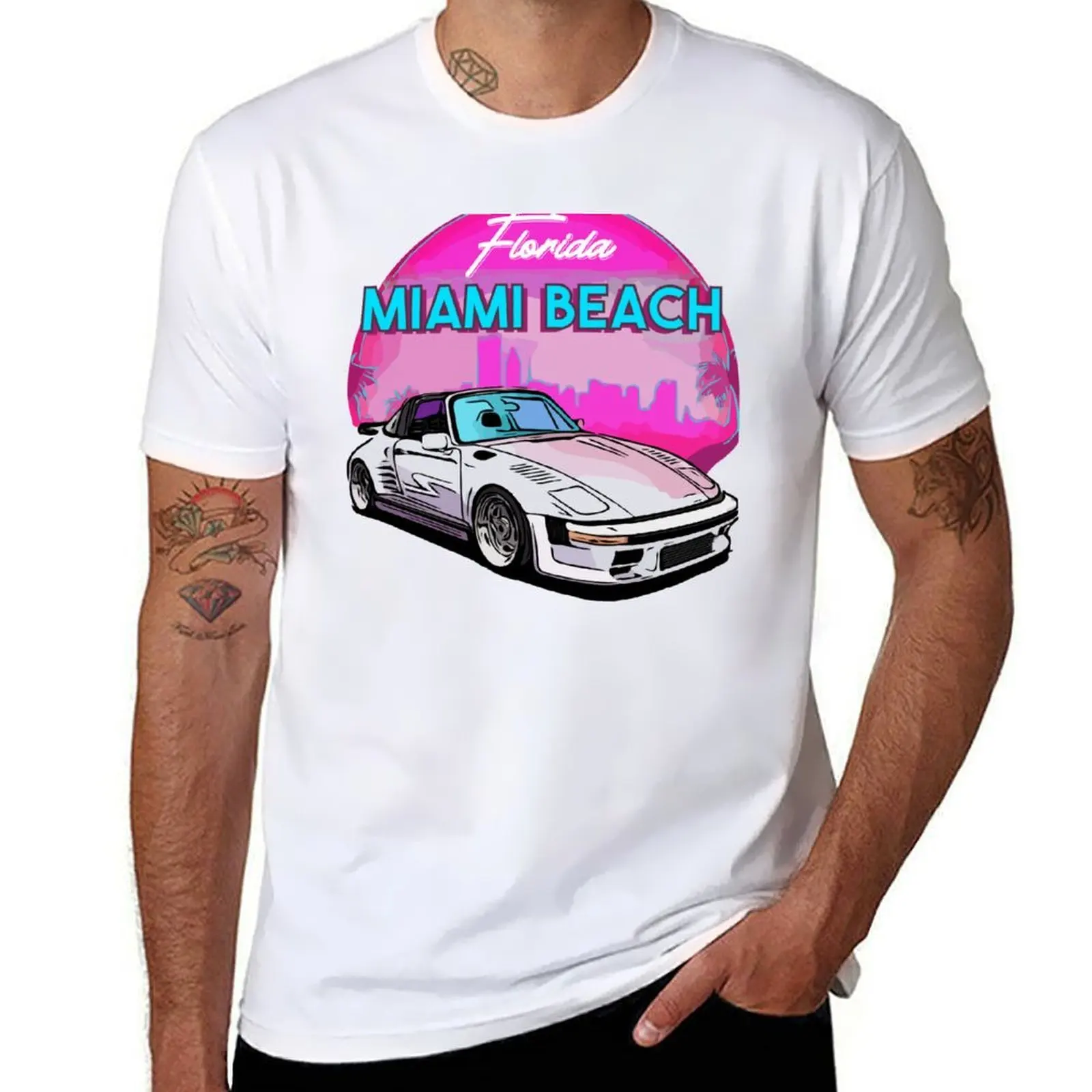 

Miami Beach TShirt Florida Miami Palm Trees and Vintage Car T-Shirt man t shirt graphic t shirt for man T-Shirt