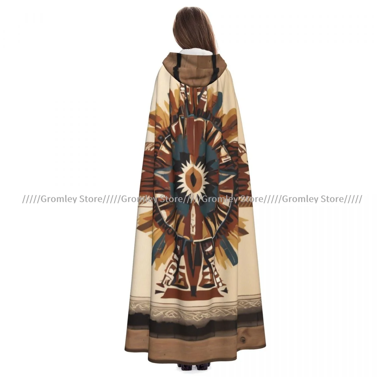 

Унисекс плащ на Хэллоуин индейцев Мандала накидка с капюшоном средневековый костюм ведьмы Викка вампир