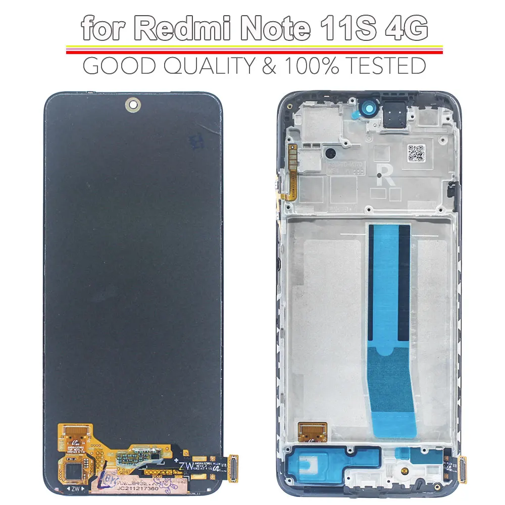 AMOLED LCD for Xiaomi Redmi Note 11S Display Touch Screen Digitizer for Redmi Note 11S 4G LCD 2201117SY 2201117TG LCD with Frame