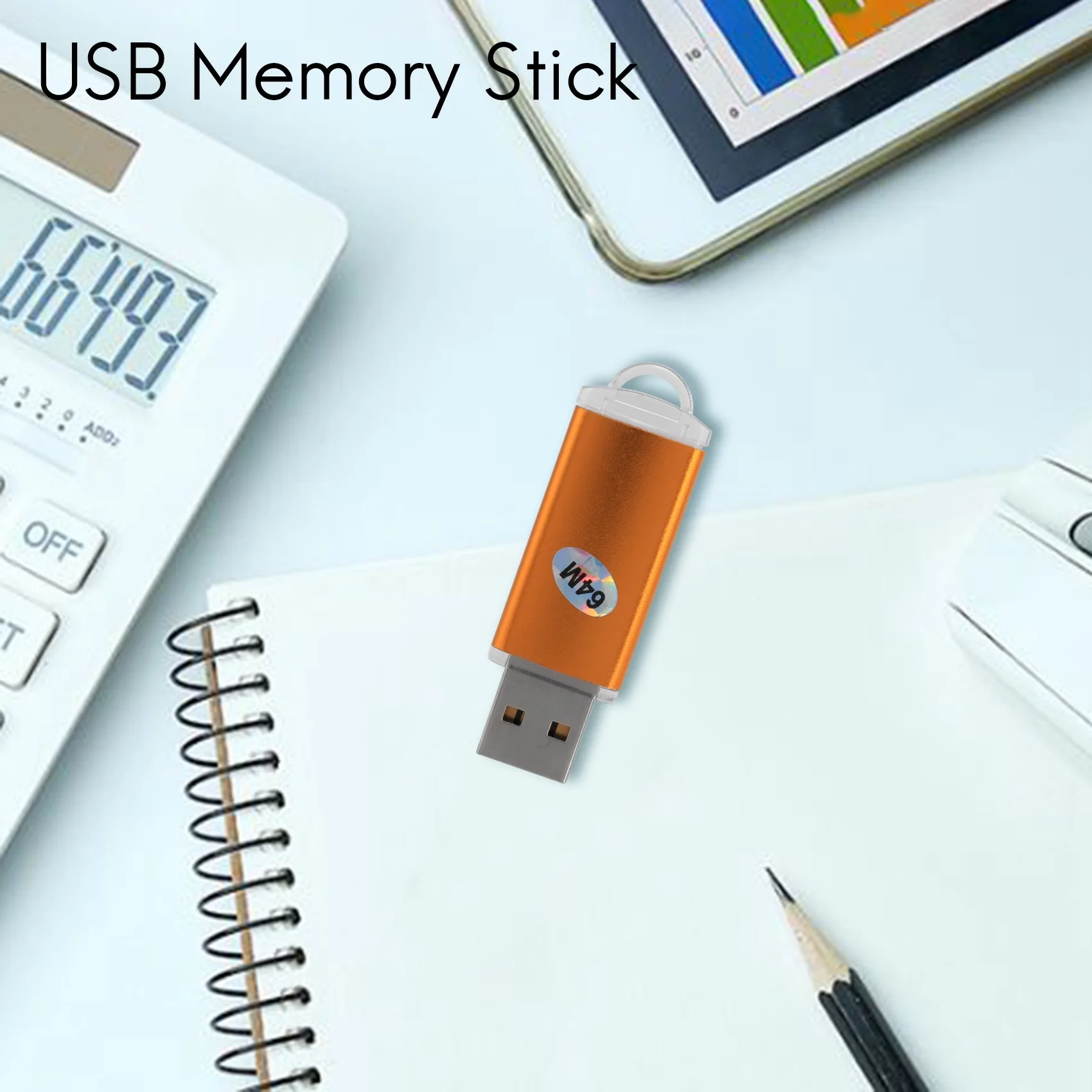 Memory Stick USB para PC e TV, Pen Drive Flash, Disco U, Cor Dourada, Capacidade 64MB