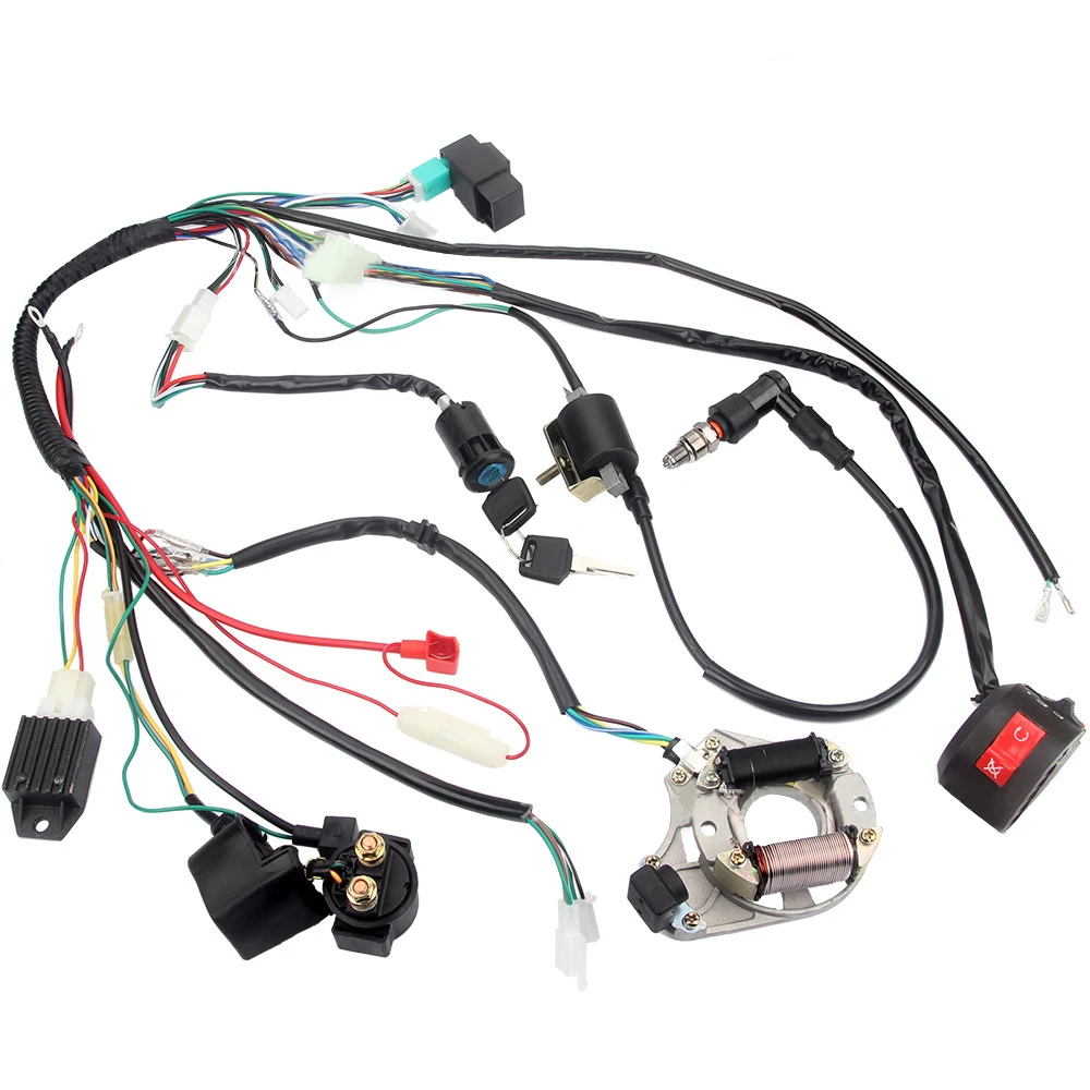 Wiring Harness CDI Ignition Kit For 49cc 50cc 80cc 90cc 100cc 110cc 125cc Kawasaki KLX GY6 Motorbikes 200cc-250cc ATV / QUAD