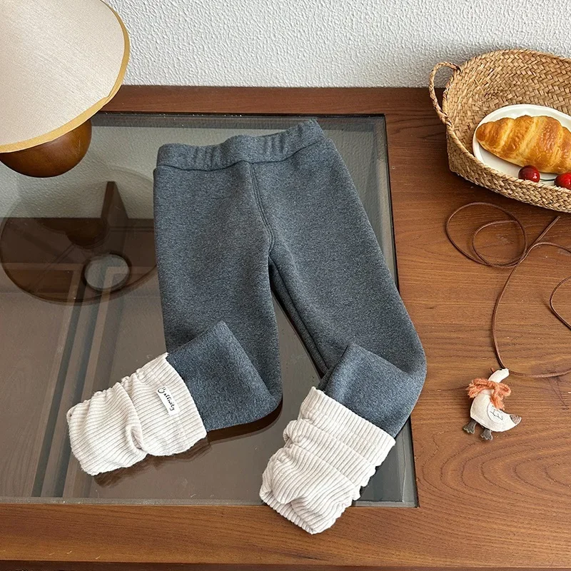 Autumn and Winter Thick Outerwear Western Style Baby Girls' Winter Clothing Warm Pants Girls' Plush Leggings Children's 6