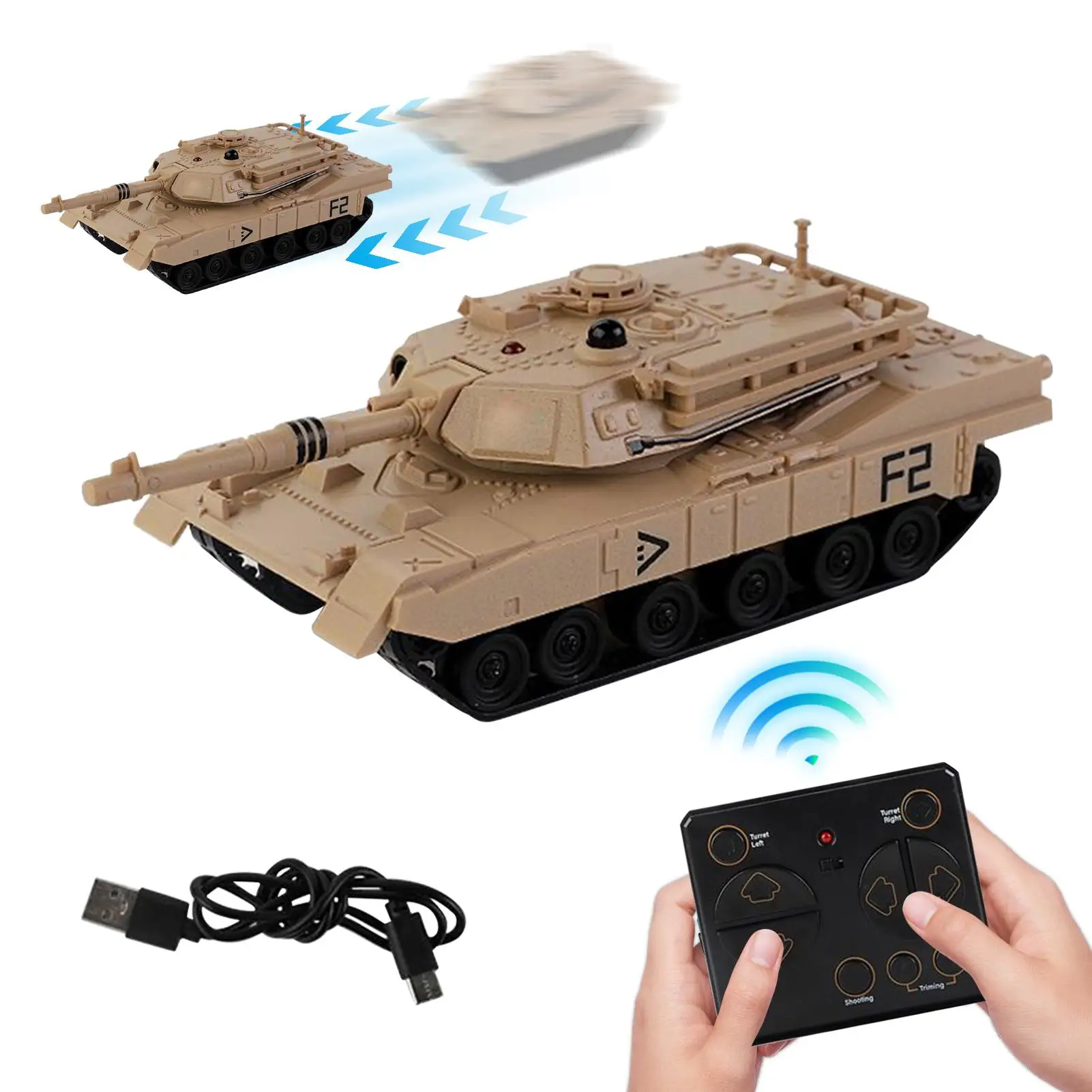 Rc Tank 2,4 GHz Modell wiederaufladbares Modellauto mit 360-Grad-Drehung für Hobby, Rennen, Rennen, Spielen im Freien, Kinder, Erwachsene, Mädchen, Jungen