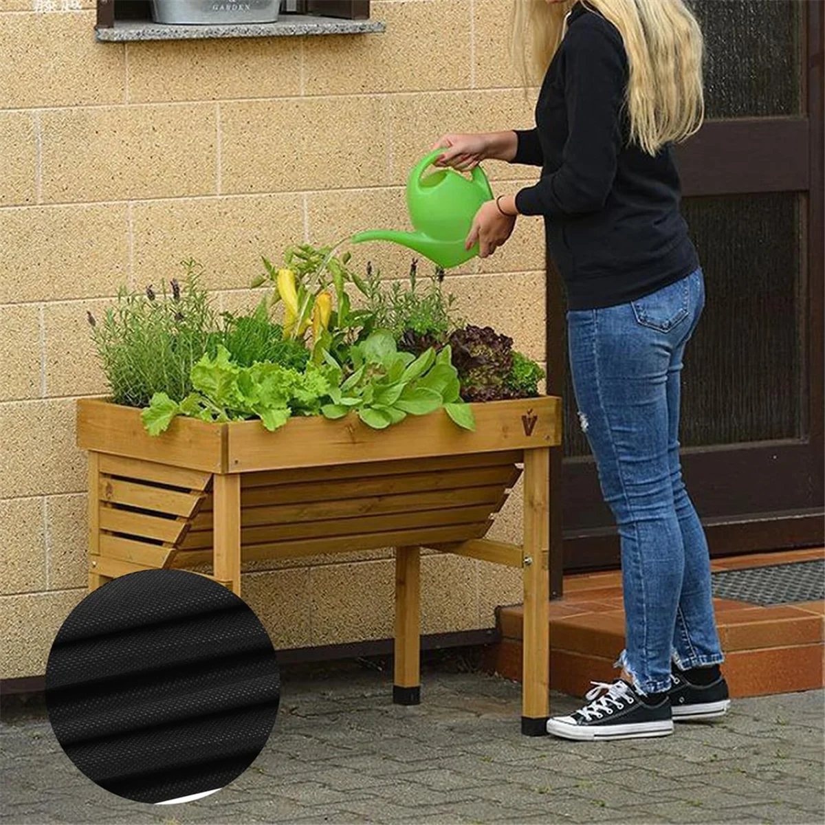 ABJZ Fodera in tessuto per grandi colpi di verdure Fodera per fioriera per letto rialzato per esterni Intrecci per verdure nere non tessute Fodera per fioriera di erbe