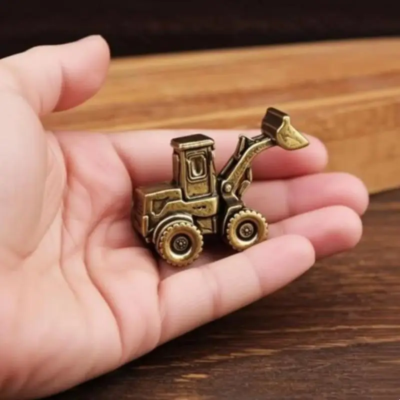 Statuette de mini bulldozer en laiton, modèle de véhicule en métal, ornement pour aquarium, jardin féerique, décoration miniature de bureau