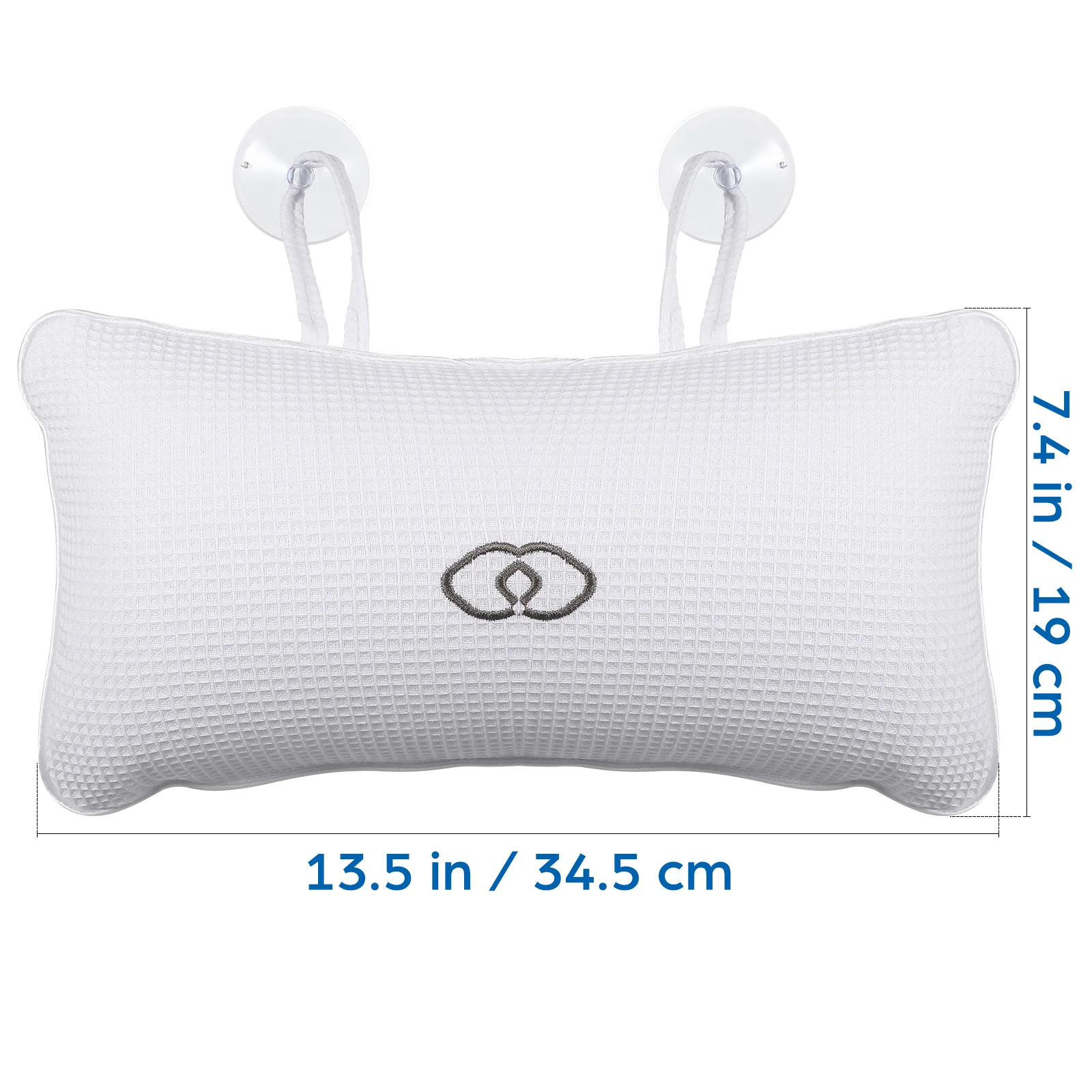 Bathroom Bath Pillows PVC Air Bags Anti-slip Bathtub Pillow Spa Bath Cushion Head Neck Rest Suction Cups (White)