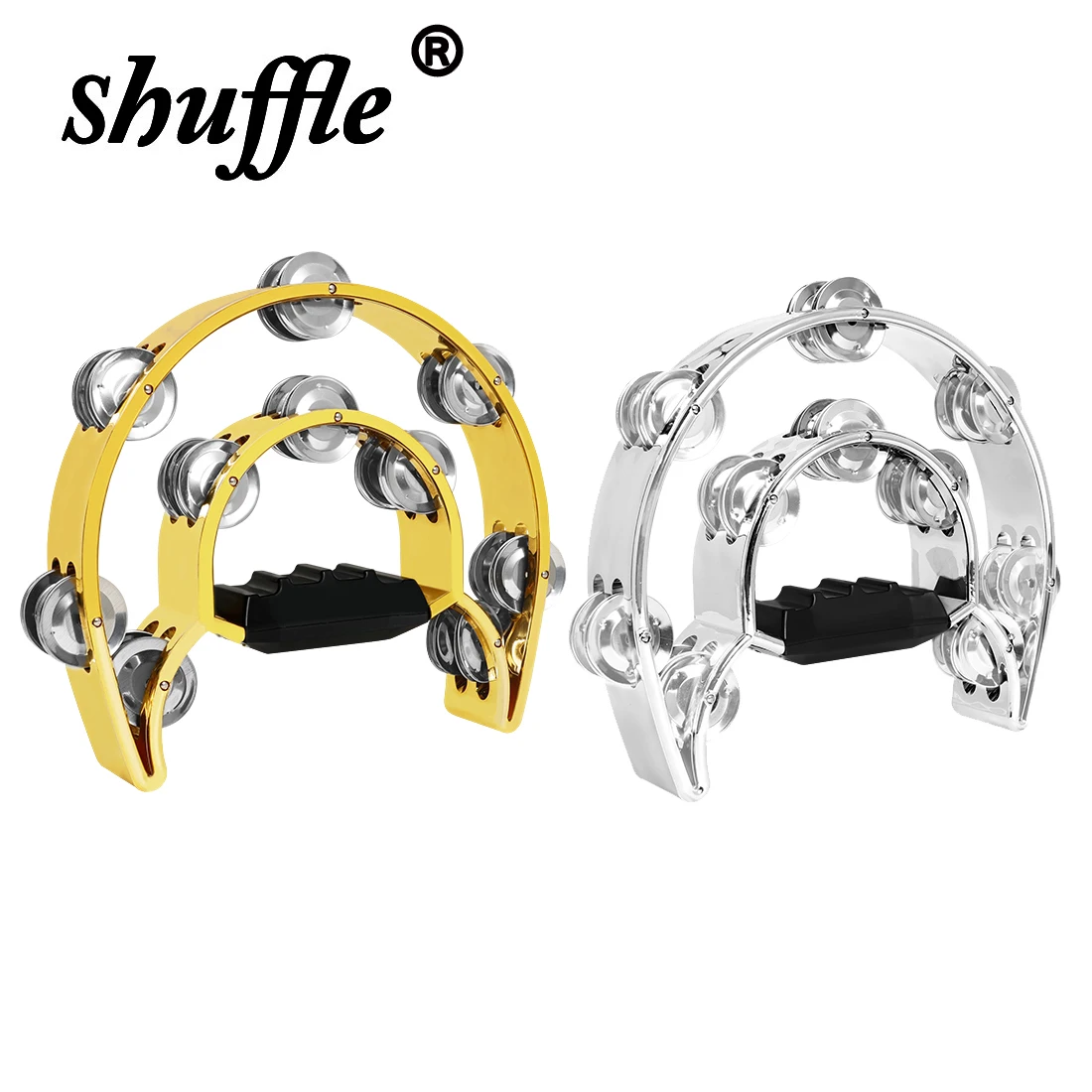 جرس يدوي مزدوج مطلي بالكهرباء KTV جرس يدوي شبه دائري ذهبي وفضي اللون أورف قرع للأطفال لم شمل الأسرة الموسيقية