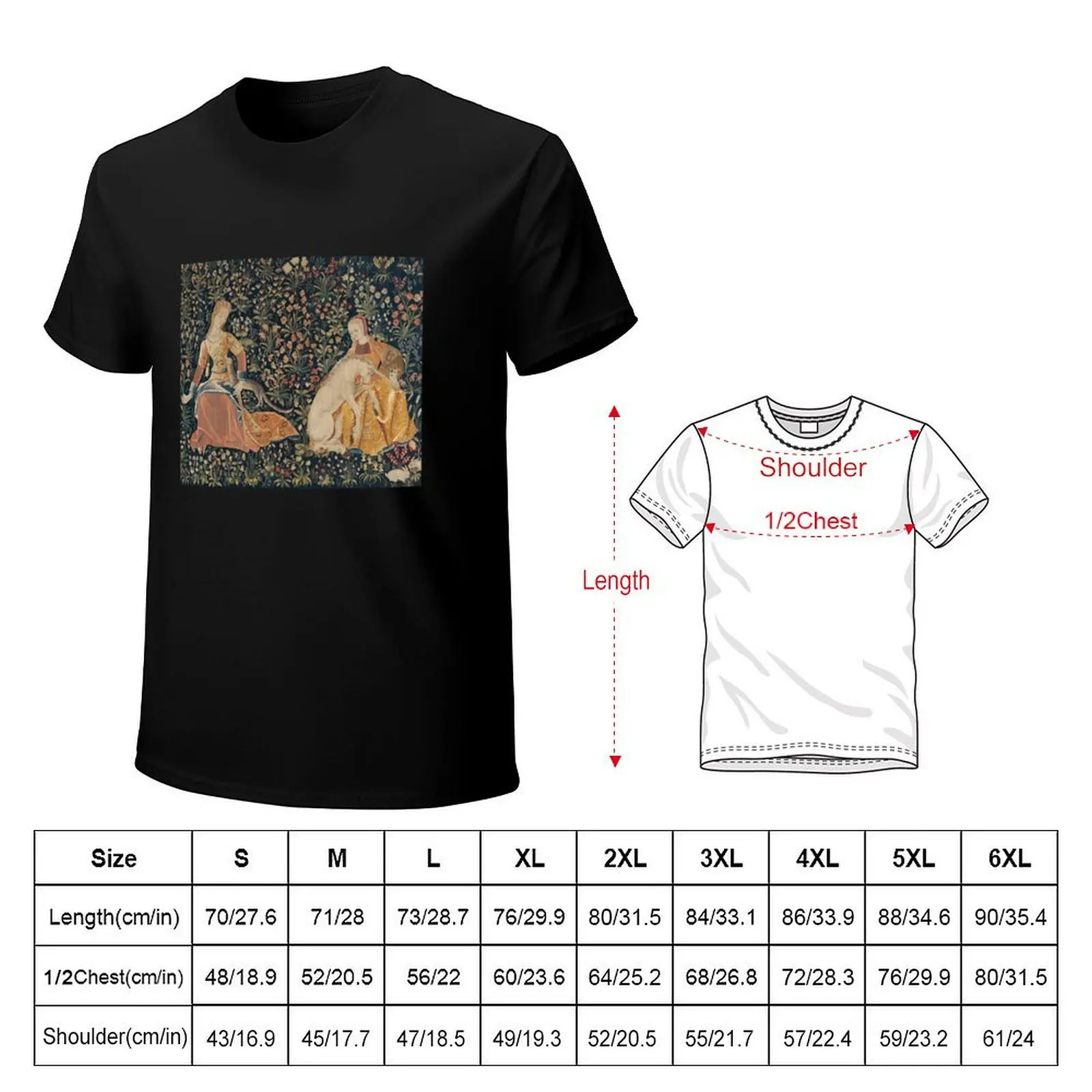 Medieval Unicorn Floral Tapestry T-Shirt anime clothes summer clothes boys whites mens graphic t-shirts big and tall