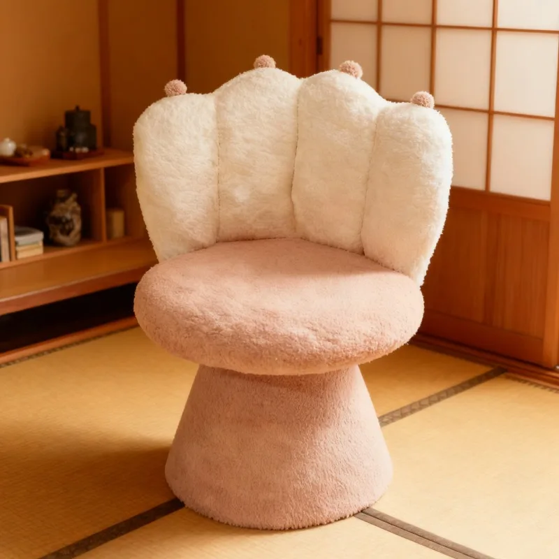 Modern cream style household small apartment bedroom cloakroom girl dresser milk tea color cat paw dressing stool